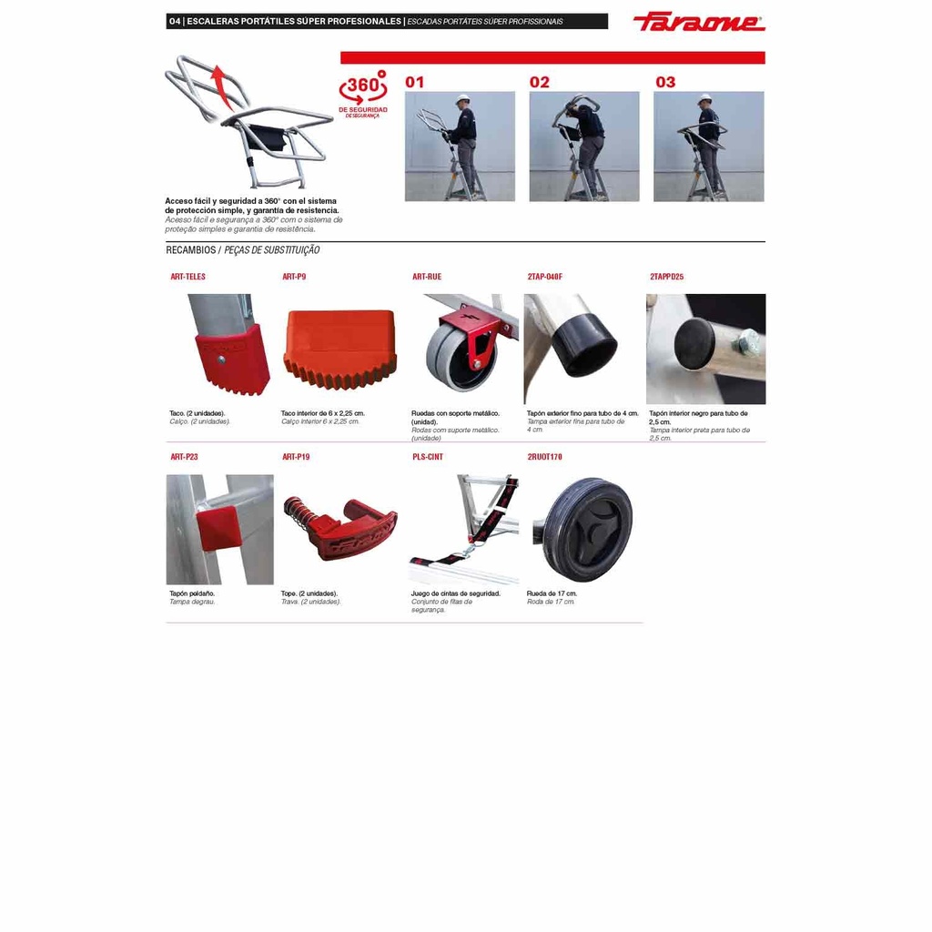 PLS-COMPACT | Escalera plegable con amplia plataforma y altura regulable 