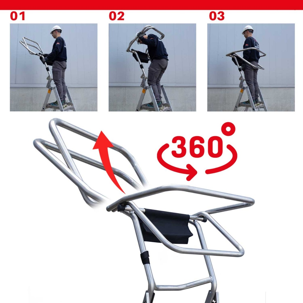 PL-COMPACT | Escalera plegable con amplia plataforma de trabajo 