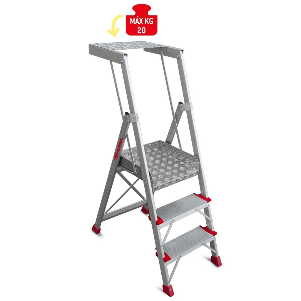 PL-PICK Escalera plegable con amplia plataforma de trabajo y bandeja superior