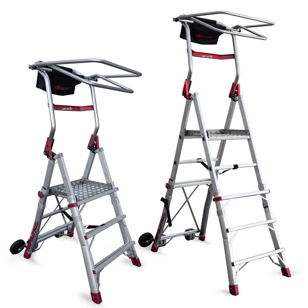 PLS-COMPACT | Escalera plegable con amplia plataforma y altura regulable 