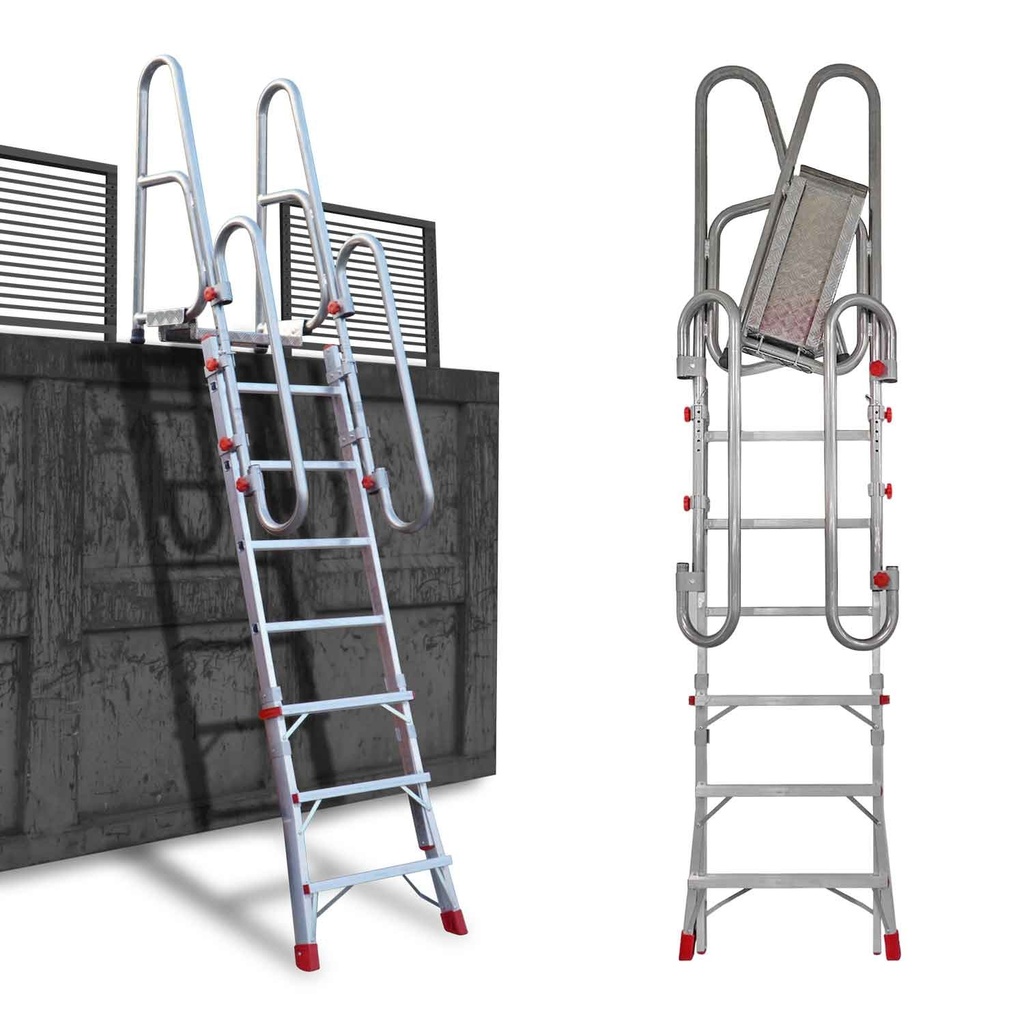 Escalera de desembarco camiones y entreplantas regulable en Altura. SCRT