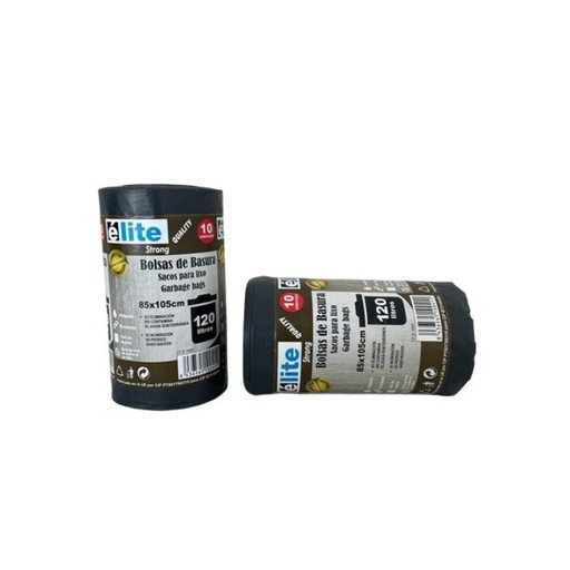 [22128] Bolsa basura negra industrial rollo 10 uds ELITE STRONG 85X105